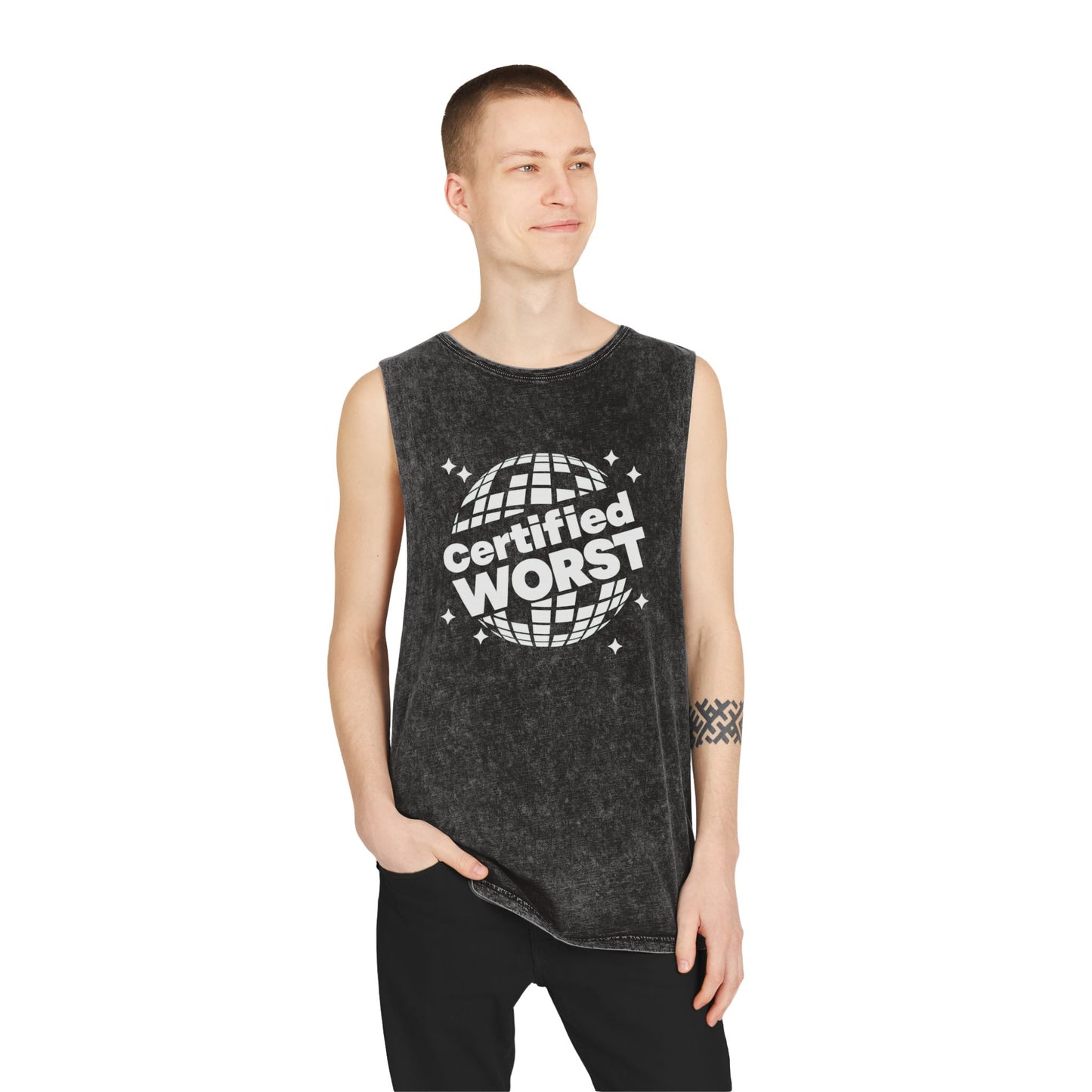 Certified Worst Disco Ball Muscle Tank – Stonewash