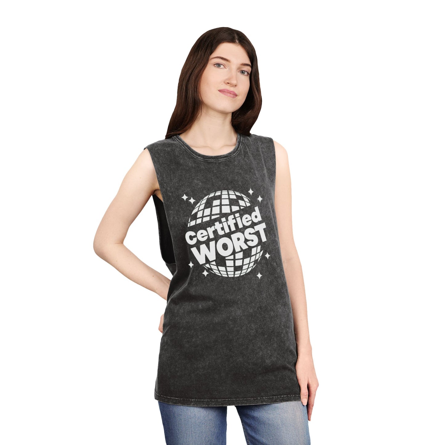 Certified Worst Disco Ball Muscle Tank – Stonewash