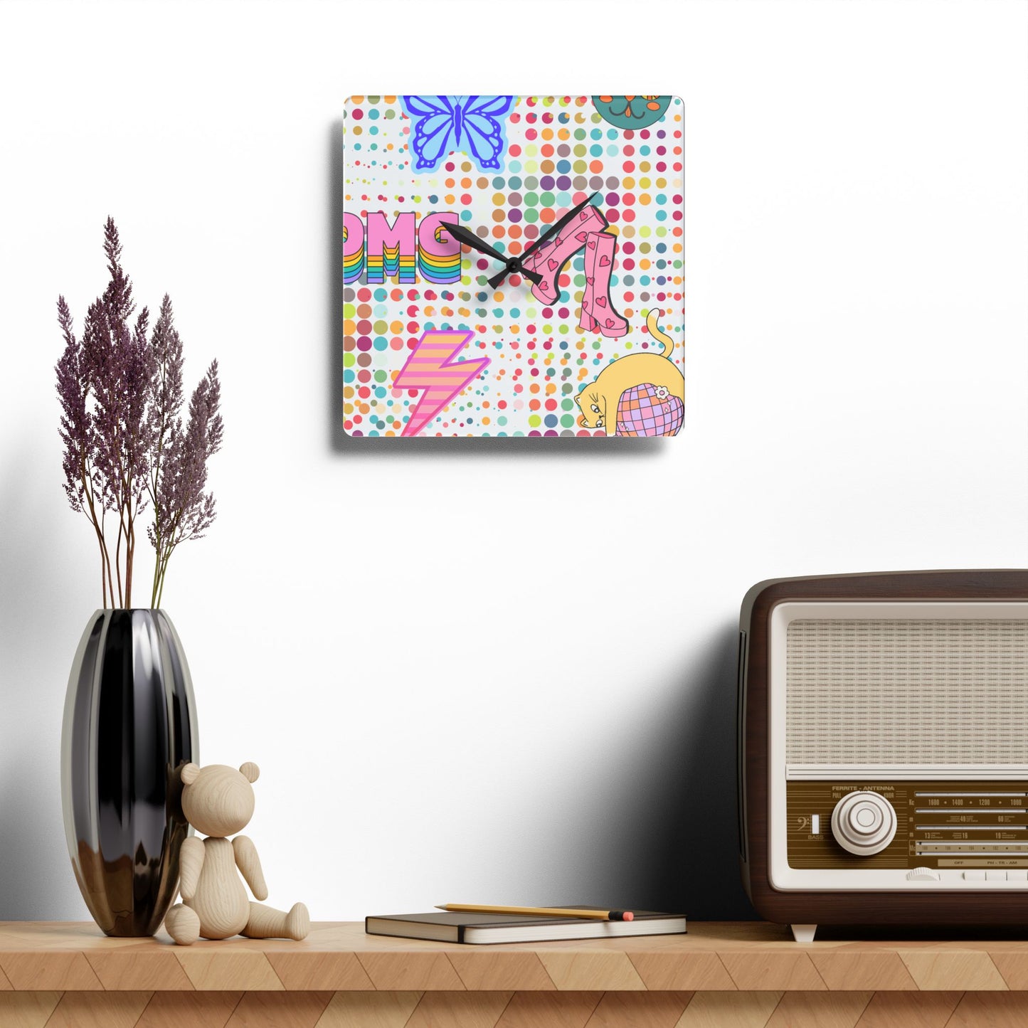 Retro Pop Art Acrylic Wall Clock