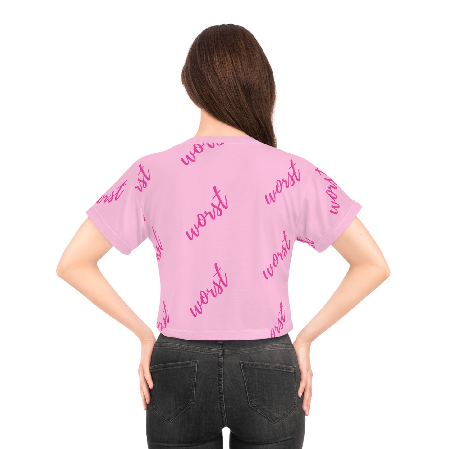 Worst All Over Pastel Pink Crop Tee