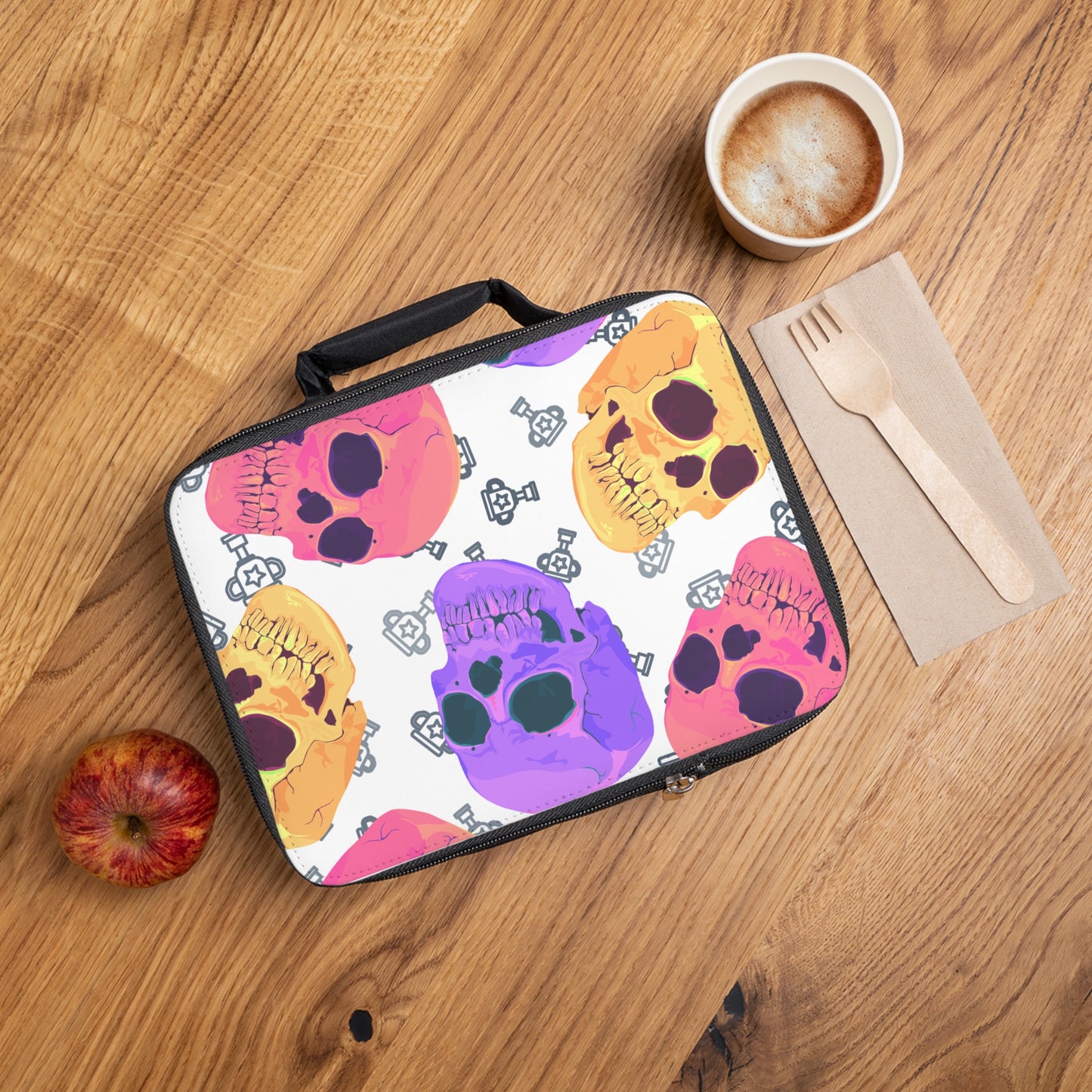 Colorful Chaos Skull Lunch Bag