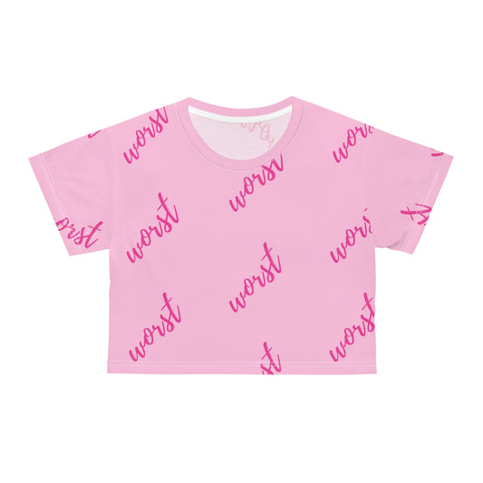 Worst All Over Pastel Pink Crop Tee