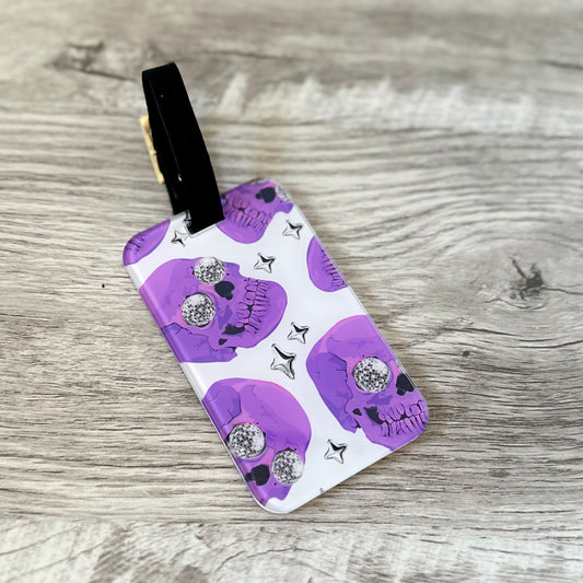 Purple Skull Luggage Tag