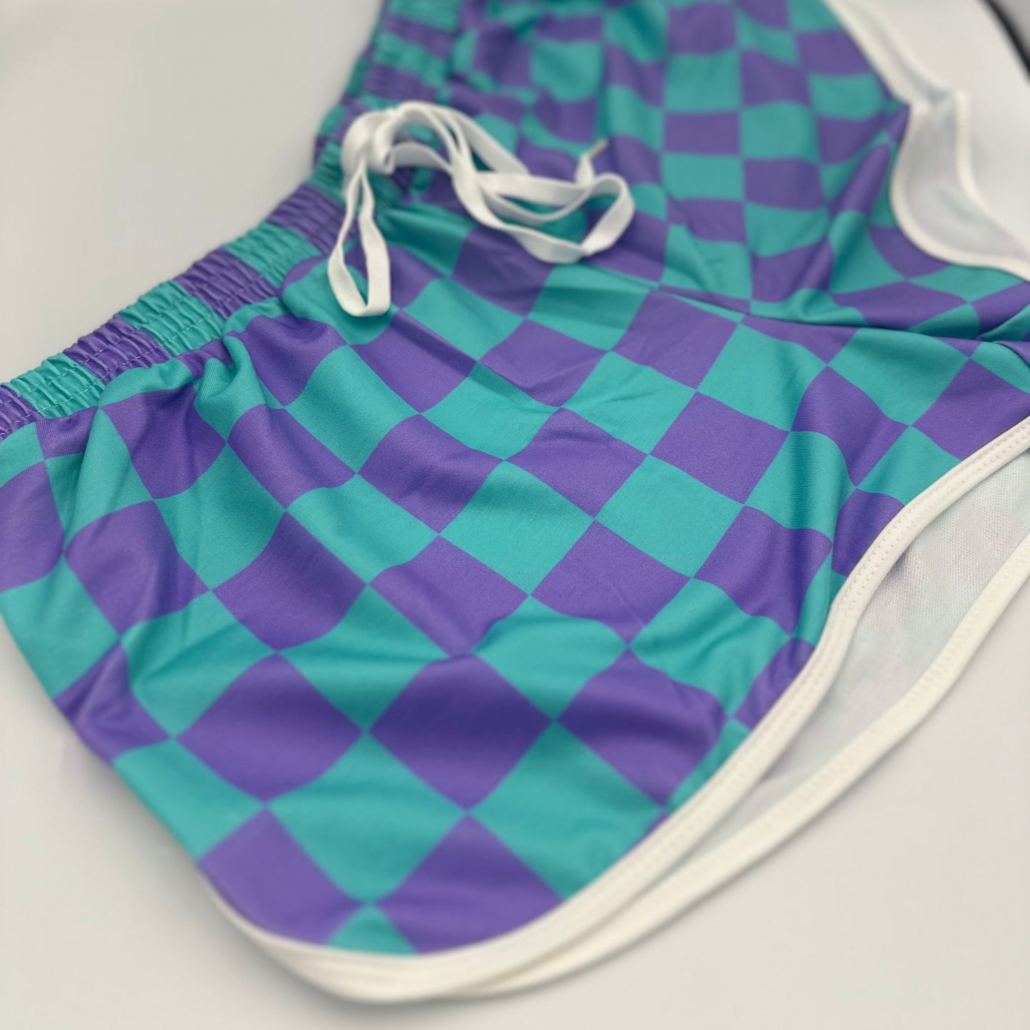 Blue & Purple Chill Checkered Lounge Shorts