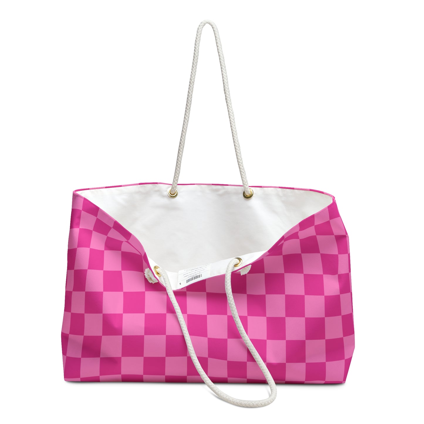 Pink Checkered Weekender Bag