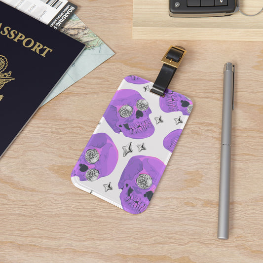 Purple Skull Luggage Tag