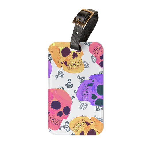 Colorful Chaos Skull Luggage Tag