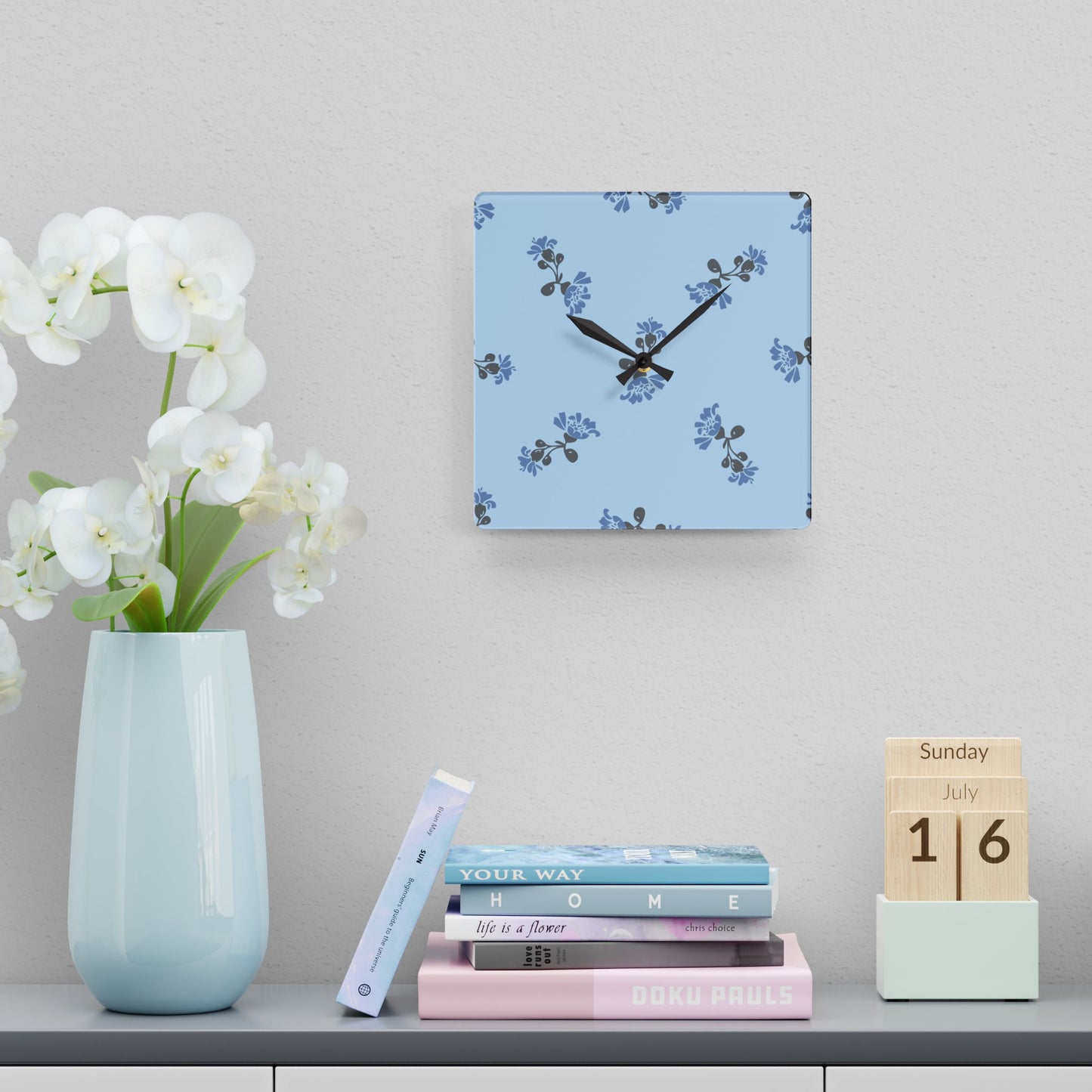 Fab Floral Acrylic Clock